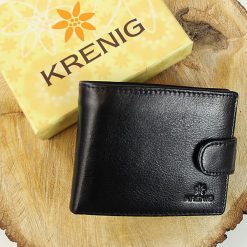 Portfel skórzany męski KRENIG Classic 12005 czarny w pudełku - Czarny. Czarne portfele męskie Krenig, bez wzorów, ze skóry. Za 129,99 zł.