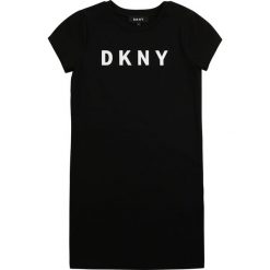 Dkny - Sukienka dziecięca 110-146 cm. Czarne sukienki dziewczęce DKNY, z nadrukiem, z elastanu, z krótkim rękawem, krótkie, mini, proste. Za 239,90 zł.