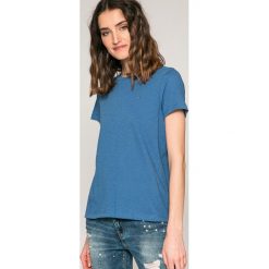 Tommy Hilfiger - Top. Szare topy damskie marki TOMMY HILFIGER, m, z bawełny, z okrągłym kołnierzem. W wyprzedaży za 119,90 zł.