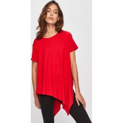 Answear - T-shirt. Czerwone bluzki damskie ANSWEAR, s, bez wzorów, z wiskozy, z okrągłym kołnierzem. Za 39,90 zł.