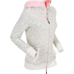 Bluzy damskie: Bluza rozpinana z neonowymi elementami, długi rękaw bonprix biały melanż