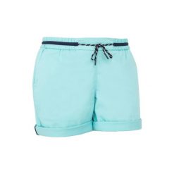 Szorty żeglarskie ADVENTURE 100 damskie. Niebieskie bermudy damskie TRIBORD, z bawełny. W wyprzedaży za 49,99 zł.