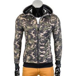 Bluzy męskie: BLUZA MĘSKA ROZPINANA Z KAPTUREM B715 - KHAKI/CAMO