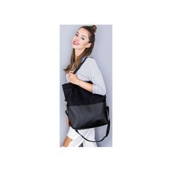 Torba duo black. Czarne torebki klasyczne damskie marki drops, w paski, z bawełny, na ramię, bez dodatków. Za 165,00 zł.