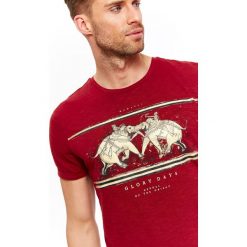 T-shirty męskie: T-SHIRT MĘSKI Z DZIANINY SLUB Z NADRUKIEM