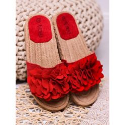 CZERWONE KLAPKI ESPADRYLE. Czerwone espadryle damskie SHELOVET, bez wzorów, bez obcasa. Za 40,90 zł.