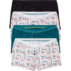 Bokserki damskie (4 pary) bonprix biały + zielony + brzoskwiniowy + koralowy z nadrukiem. Białe majtki damskie bonprix. Za 59,96 zł.