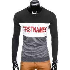 Bluzy męskie: BLUZA MĘSKA BEZ KAPTURA Z NADRUKIEM B785 – CZARNA/GRAFITOWA