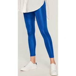 Legginsy: Legginsy z błyszczącej tkaniny - Niebieski