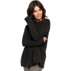 Sweter zakładany przez głowę - antracytowy. Szare swetry damskie BE, s, w paski, z poliesteru, eleganckie, z długim rękawem, długie, bez kaptura. Za 149,00 zł.