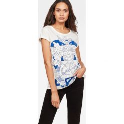 G-Star Raw - Top. Białe bluzki damskie G-Star RAW, s, z nadrukiem, z bawełny, z okrągłym kołnierzem. W wyprzedaży za 99,90 zł.