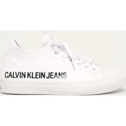 Calvin Klein Jeans - Tenisówki. Białe trampki męskie Calvin Klein Jeans, bez wzorów, z jeansu, na sznurówki. Za 429,90 zł.