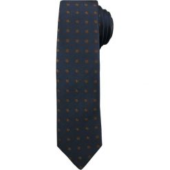 Ciemnogranatowy Elegancki Męski Krawat -ALTIES- w Brązowe Kropki, Groszki KRALTS0215. Niebieskie krawaty męskie Alties, w grochy, z tkaniny, eleganckie. Za 39,00 zł.