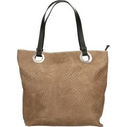 Torebki klasyczne damskie: Skórzana torebka w kolorze szarobrązowym – 46 x 30 x 17 cm