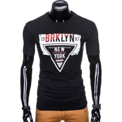 T-shirty męskie: T-SHIRT MĘSKI Z NADRUKIEM S939 – CZARNY