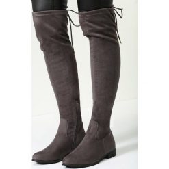Szare Kozaki Augur. Szare buty zimowe damskie marki vices, z materiału, z okrągłym noskiem, na obcasie. Za 84,99 zł.