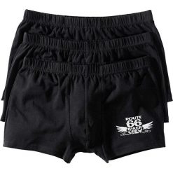Bokserki (3 pary) bonprix czarno-srebrnoszary. Czarne bokserki męskie bonprix, z nadrukiem. Za 50,97 zł.