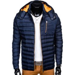 KURTKA MĘSKA PRZEJŚCIOWA PIKOWANA C362 - GRANATOWA. Niebieskie kurtki męskie marki Ombre Clothing, m, z nylonu. Za 129,00 zł.