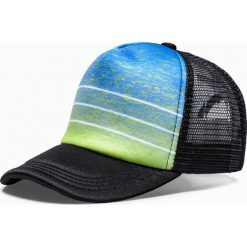 Czapka męska z daszkiem H053 - zielona. Zielone czapki męskie Ombre Clothing, bez wzorów. Za 13,00 zł.