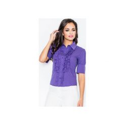 Koszula M025 Indygo. Niebieskie koszule damskie FIGL, m, z bawełny, eleganckie. Za 77,00 zł.