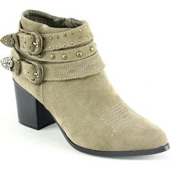 Botki damskie: Botki w kolorze khaki