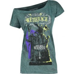 Beetlejuice Here Lies Betelgeuse Koszulka damska zielony. Zielone bluzki z odkrytymi ramionami marki Beetlejuice, xl, z nadrukiem, vintage, z dekoltem w łódkę. Za 121,90 zł.
