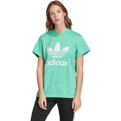 Adidas Originals Boyfriend Trefoil Koszulka Zielony. Zielone koszulki damskie adidas Originals, s, z nadrukiem, z bawełny, bez kołnierzyka. Za 128,95 zł.