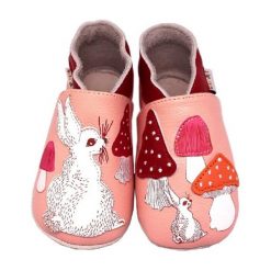 Buciki niemowlęce: Skórzane buty niemowlęce w kolorze jasnoróżowym ze wzorem