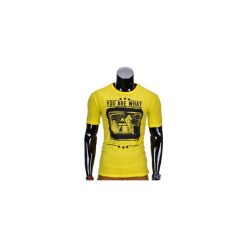 T-shirty męskie: T-SHIRT MĘSKI Z NADRUKIEM S816 – ŻÓŁTY