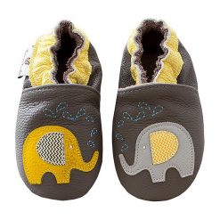 Buciki niemowlęce: Skórzane buty niemowlęce „Zig-Zag Elephant” w kolorze brązowym
