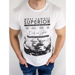 Koszulka męska t-shirt z nadrukiem biały Recea. Białe koszulki męskie Recea, xl, z nadrukiem, z bawełny, klasyczne, z klasycznym kołnierzykiem. Za 19,99 zł.