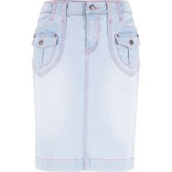 Spódniczka dżinsowa "authentic-stretch" bonprix jasnoniebieski. Niebieskie spódniczki damskie bonprix, bez wzorów. Za 99,99 zł.
