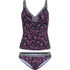 Tankini (2 części) bonprix czarno-lila-niebieski. Czarne stroje kąpielowe damskie bonprix, bez wzorów. Za 59,99 zł.