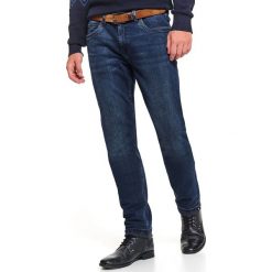 Spodnie denim dopasowane. Spodnie męskie Top Secret, na co dzień, na zimę, m, bez wzorów, z jeansu, klasyczne. W wyprzedaży za 109,99 zł.