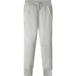 Spodnie dresowe z zamkami po bokach bonprix jasnoszary melanż. Szare dresy chłopięce marki bonprix, melanż, z dresówki. Za 37,99 zł.