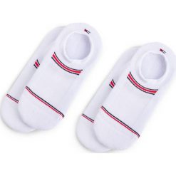 Zestaw 2 par stopek unisex TOMMY HILFIGER - 392023001 White 300. Białe skarpetki damskie TOMMY HILFIGER, bez wzorów, z elastanu. Za 44,99 zł.
