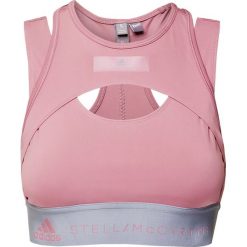 Top ADIDAS BY STELLA McCARTNEY HYBRID CROP. Różowe topy damskie adidas by Stella McCartney, z nadrukiem, z tkaniny, z kontrastowym kołnierzykiem. Za 290,00 zł.
