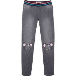 Dżinsy dziewczęce z nadrukiem bonprix szary denim. Szare spodnie dziewczęce bonprix, w paski, z jeansu. Za 79,99 zł.