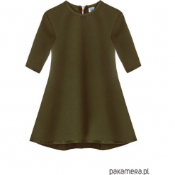 Sukienka dresowa dziecięca typu klosz khaki. Brązowe sukienki dziewczęce marki Pakamera, z dresówki. Za 69,00 zł.