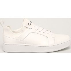 Calvin Klein - Buty skórzane. Białe sneakersy męskie Calvin Klein, ze skóry, na sznurówki. Za 559,90 zł.