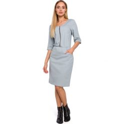 Sukienka z zamkiem - gołębia. Szare sukienki damskie Moe, do pracy, s, bez wzorów, z bawełny, eleganckie, bez kołnierzyka, bez rękawów, ołówkowe. Za 169,00 zł.