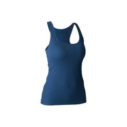 Koszulka bez rękawów Gym & Pilates 500 damska. Niebieskie bluzki sportowe damskie marki DOMYOS, l, z bawełny, bez rękawów. Za 14,99 zł.