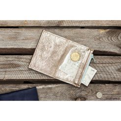 Portfele damskie: MIKRO PLUS / Gold - portfel ze skóry