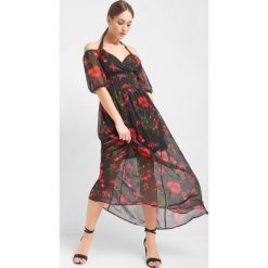 Zwiewna sukienka maxi w kwiaty. Czarne sukienki damskie Orsay, na imprezę, na lato, z aplikacjami, z elastanu, bez kołnierzyka, z krótkim rękawem, krótkie, mini. Za 199,99 zł.