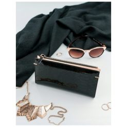 Portfel damski slim wallet czarny Milano Design K1209 - Czarny. Czarne portfele damskie MILANO DESIGN, bez wzorów, ze skóry. Za 34,99 zł.