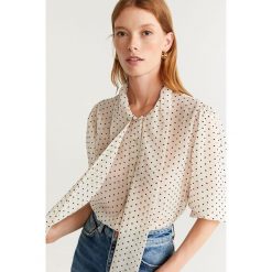 Mango - Koszula Floc. Białe bluzki damskie Mango, s, bez wzorów, z poliesteru, eleganckie, z okrągłym kołnierzem, z długim rękawem. Za 139,90 zł.