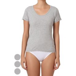 T-shirty damskie: T-shirt (3 szt.) w kolorze szarym