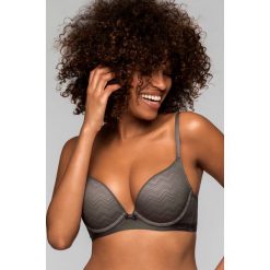 Biustonosz Mara Grey Push-Up. Szare biustonosze bardotka Astratex, z haftami, z koronki. Za 74,99 zł.