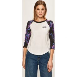 Vans - Bluzka. Białe bluzki damskie Vans, s, z aplikacjami, z bawełny, z okrągłym kołnierzem. W wyprzedaży za 89,90 zł.