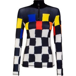 Golf ROSSIGNOL BESSI SQUARES. Czarne swetry damskie Rossignol, z nadrukiem, z tkaniny, z krótkim rękawem, krótkie, bez kaptura. Za 500,00 zł.